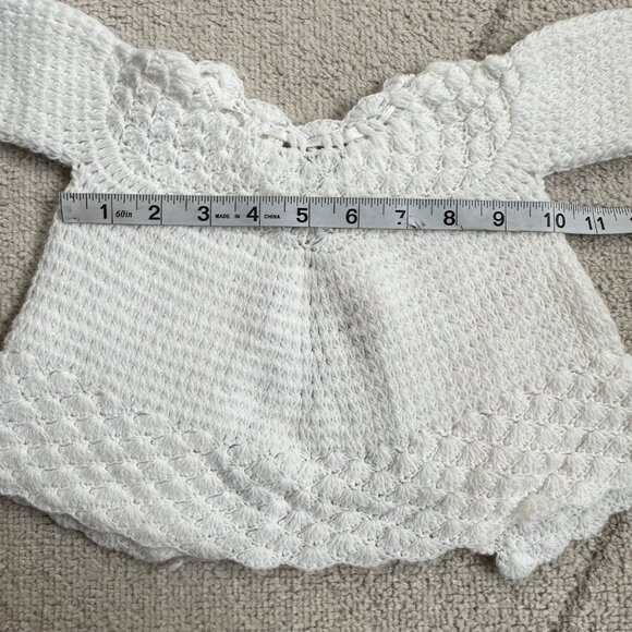 Vintage Hand-Crocheted Baby Set With Bonnet & Booties Pink Embroidered Flowers S - Picture 5 of 9